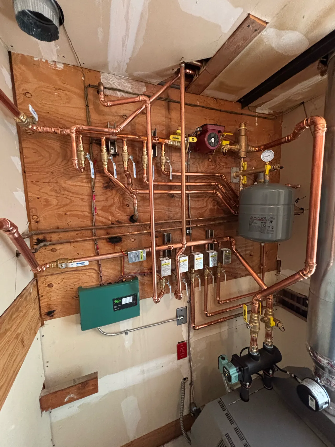 Copper boiler piping and zone valves